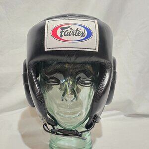 Fairtex HG6 Genuine Leather Muay Thai Competition Headguard - Black - XL
